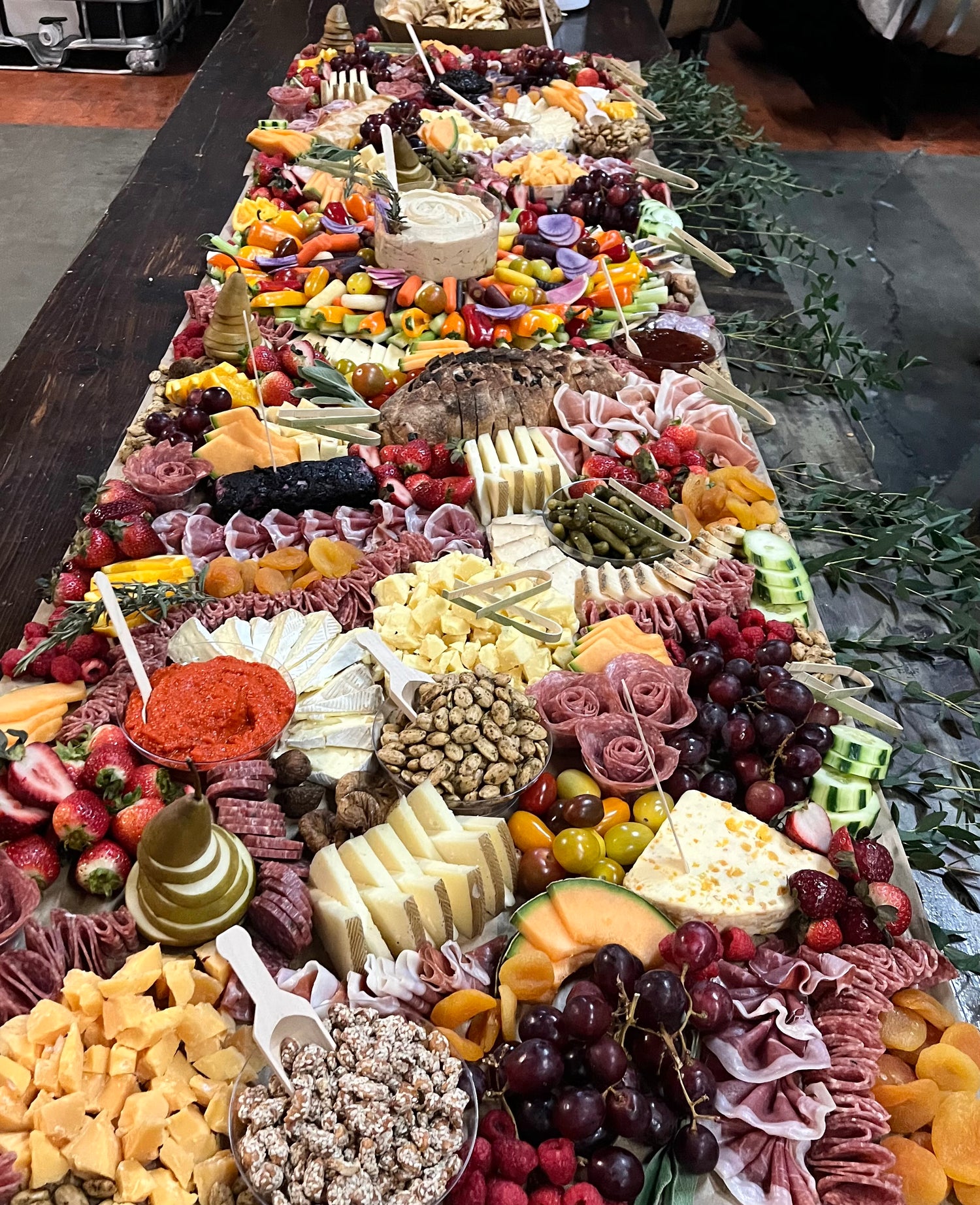 A cheese and charcuterie grazing table 